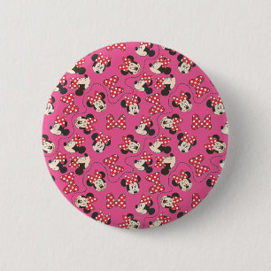 Red Minnie Pink Pattern Pinback Button
