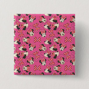 Red Minnie Pink Pattern Pinback Button