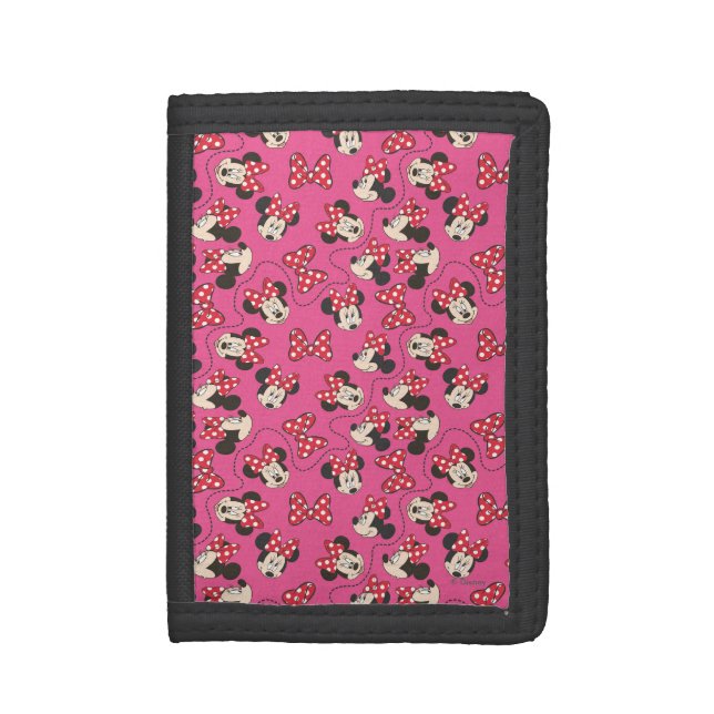 Red Minnie | Pink Pattern Tri-fold Wallet (Front Vertical)