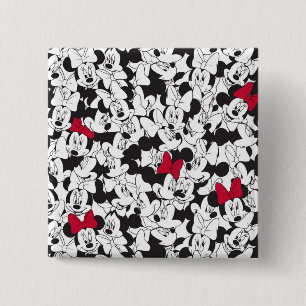Red Minnie Red Bow Pattern Button