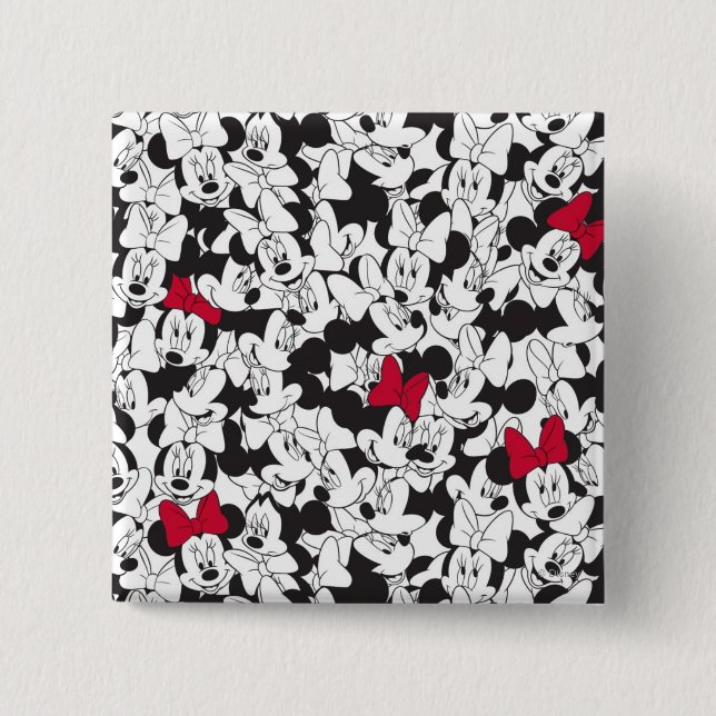 Red Minnie | Red Bow Pattern Button (Front)
