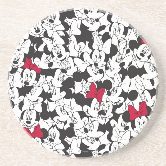 Red Minnie | Red Bow Pattern Drink Coaster (Front)