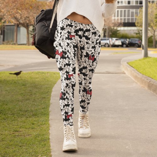 Red Minnie  Red Bow Pattern Leggings