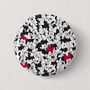 Red Minnie Red Bow Pattern Pinback Button