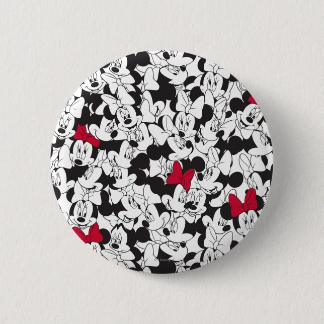 Red Minnie | Red Bow Pattern Pinback Button (Front)
