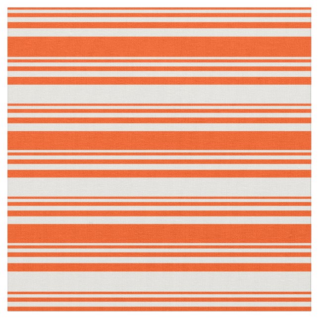 Red & Mint Cream Colored Stripes Fabric (Close Up)