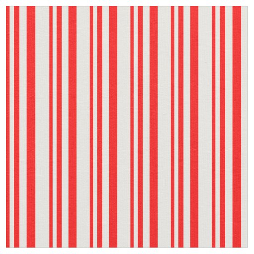 Red & Mint Cream Colored Stripes Pattern Fabric
