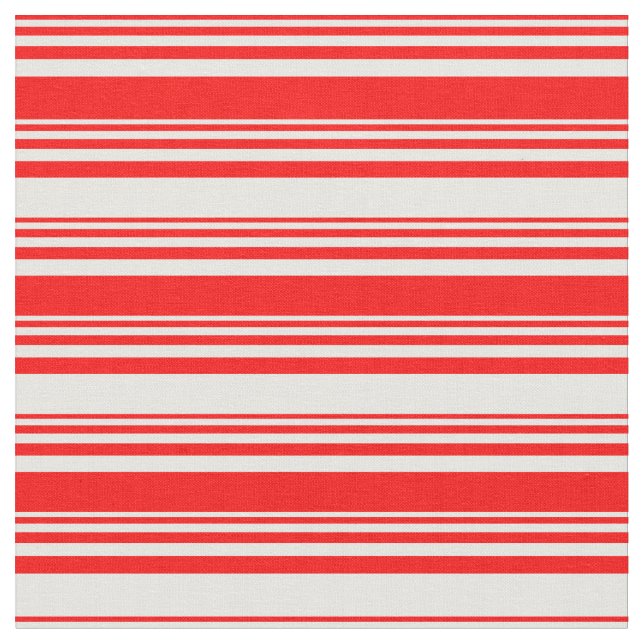 Red & Mint Cream Lined Pattern Fabric (Close Up)