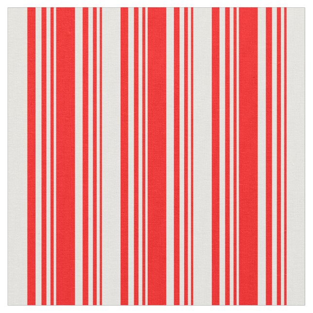 Red & Mint Cream Stripes/Lines Pattern Fabric (Close Up)