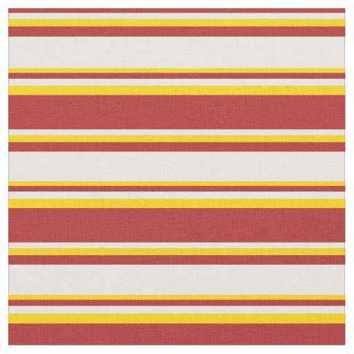 Red, Mint Cream & Yellow Lined Pattern Fabric