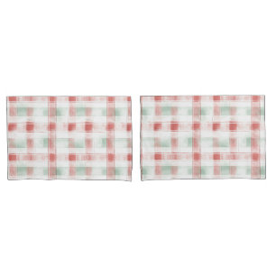 Red Mint Peppermint Mocha Plaid Stripes Christmas Pillow Case