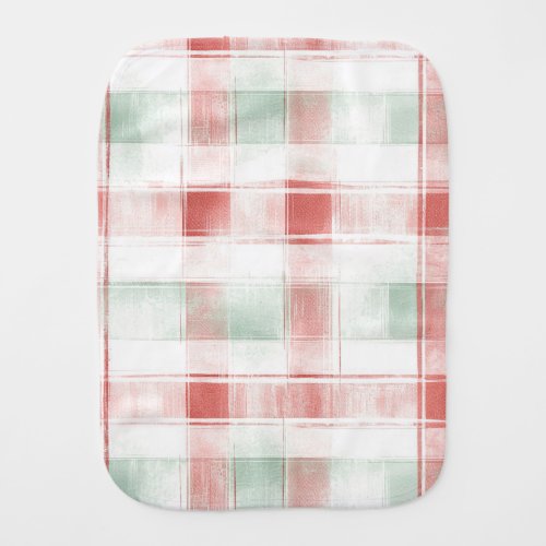 Red Mint White Plaid Stripes Baby Burp Cloth