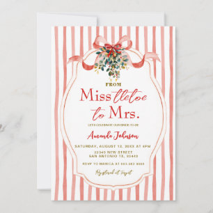 Red Mistletoe Holiday Wedding Bridal Shower Invitation