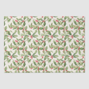 Red Mistletoe Vintage Christmas Tissue Paper