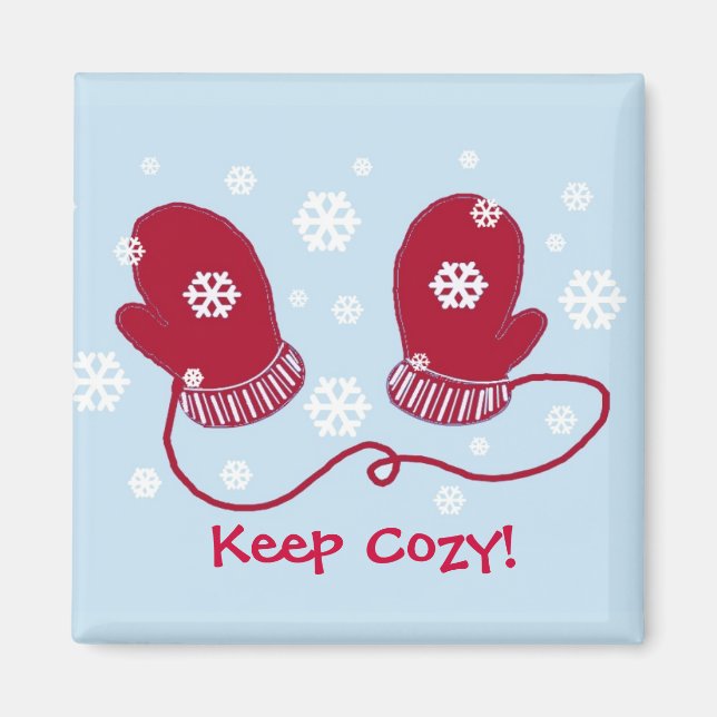 Red Mittens Keep Cozy Magnet (Front)