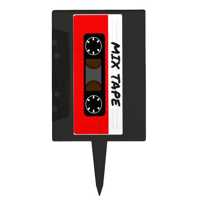 Red Mix Tape - 80s And 90s Retro Inspired Gift Cake Topper (Front)