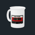 Red Mix Tape - 80s And 90s Retro Inspired Gift Drink Pitcher<br><div class="desc">Vintage design,  perfect for anyone who loves retro objects! Red and black mixtape,  cassette tape,  music. The piece of old technology we miss the most! Accentuate your style with this cool art! Great gift for music lovers,  80s and 90s teenagers,  adults,  and musicians.</div>