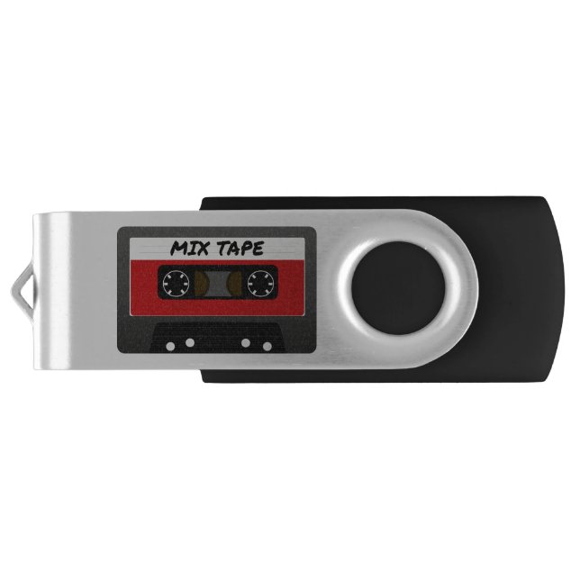 Red Mix Tape - 80s And 90s Retro Inspired Gift Flash Drive (Back)