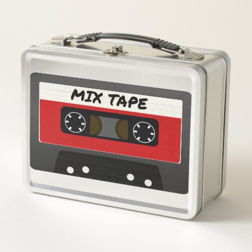 Red Mix Tape _ 80s And 90s Retro Inspired Gift Metal Lunch Box