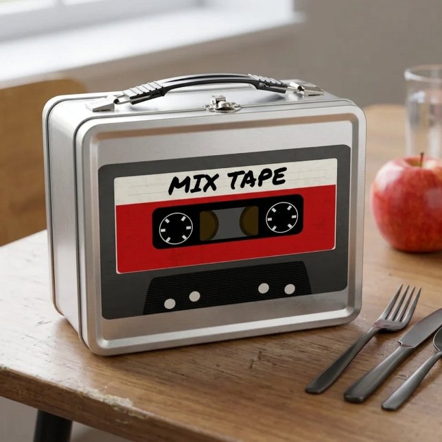 Red Mix Tape - 80s And 90s Retro Inspired Gift Metal Lunch Box (Creator Uploaded)