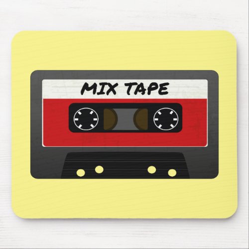 Red Mix Tape _ 80s And 90s Retro Inspired Gift Mouse Pad