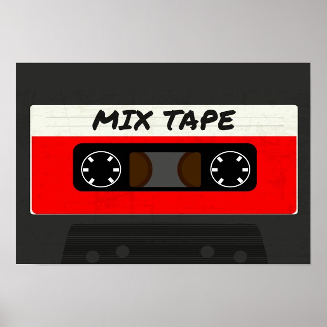 Red Mix Tape - 80s And 90s Retro Inspired Gift Poster (Front)