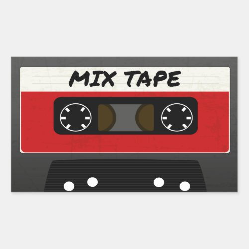 Red Mix Tape _ 80s And 90s Retro Inspired Gift Rectangular Sticker
