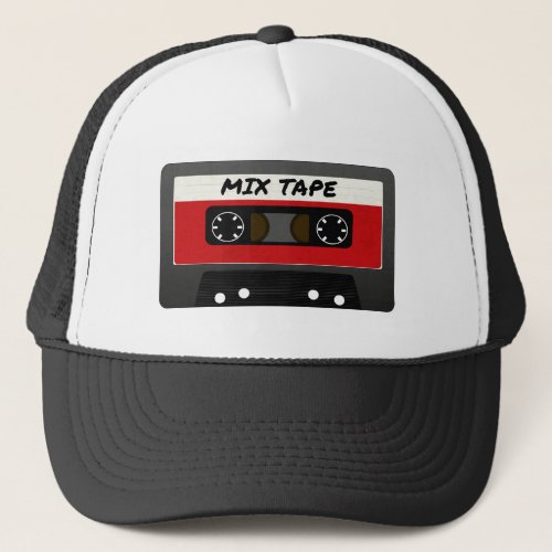 Red Mix Tape _ 80s And 90s Retro Inspired Gift Trucker Hat