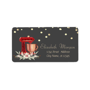 Red Mixer Flowers Gold Foil Confetti Label