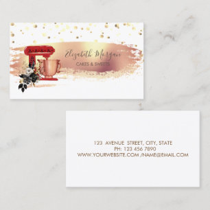 Red Mixer Gold Dots, Brush Stroke Business Card