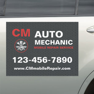Red Mobile Mechanic Auto Car Repair Services Car Magnet