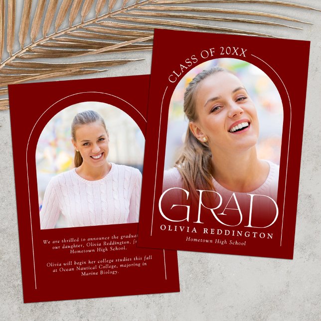 Red Modern 2 Photo Arch Graduation Announcement (Creator Uploaded)