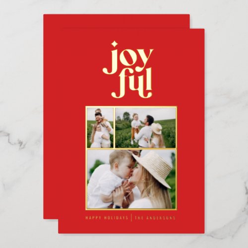 Red  modern abstract joyful 3 photo  foil holiday 