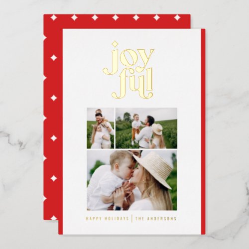 Red  modern abstract joyful 3 photo  foil holiday 