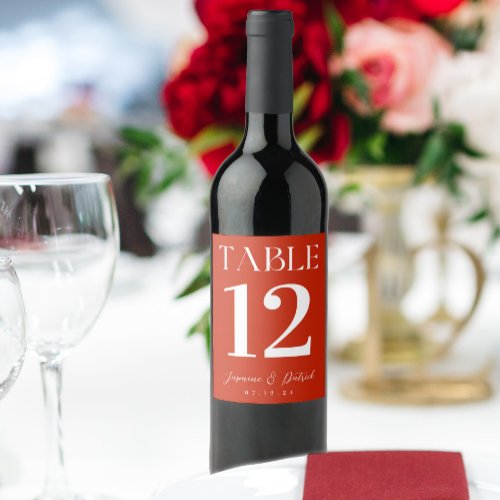 Red Modern and Elegant Table Number Wine Label