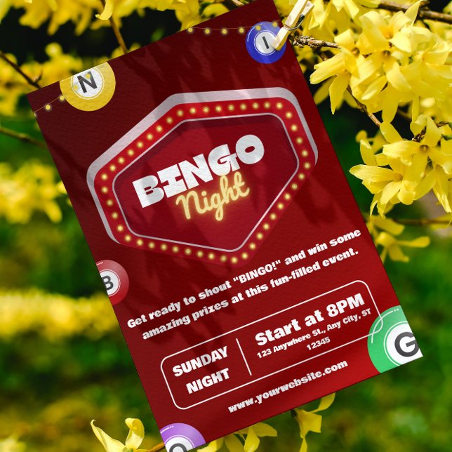 Red Modern Bingo Night Invitations (Creator Uploaded)