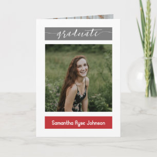 Red Modern Block 5-Photo Graduation Invitation