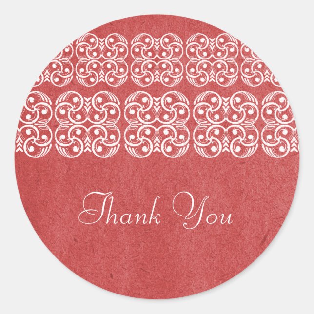 Red Modern Bohemian Thank You Stickers (Front)