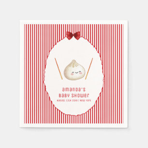 Red Modern Bow Asian Dumpling Baby Shower Napkins