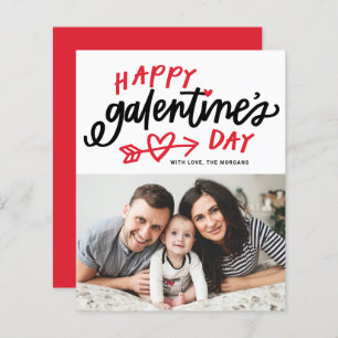 Red Modern Calligraphy Photo Happy Galentine's Day