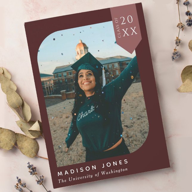 Red Modern Chic Photo Graduation Party  Invitation (Creator Uploaded)