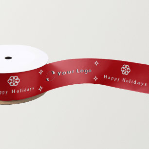 Red Modern Christmas Business Logo Company Small Satin Ribbon