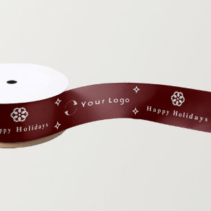 Red Modern Christmas Business Logo Company Small Satin Ribbon