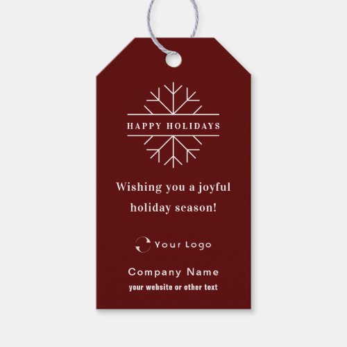  Red Modern Christmas Business Logo QR code Chic Gift Tags