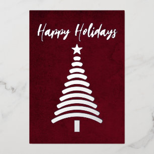 Red Modern Christmas Tree Company Foil Holiday Card