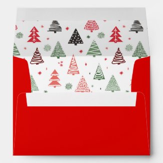 Red Modern Christmas Trees Envelope
