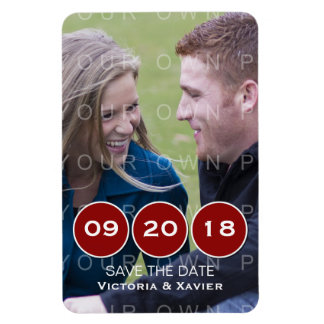 Red Modern Circles Photo Save the Date Magnet