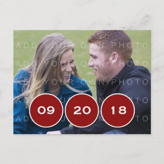 Red Modern Circles Photo Save the Date Postcard