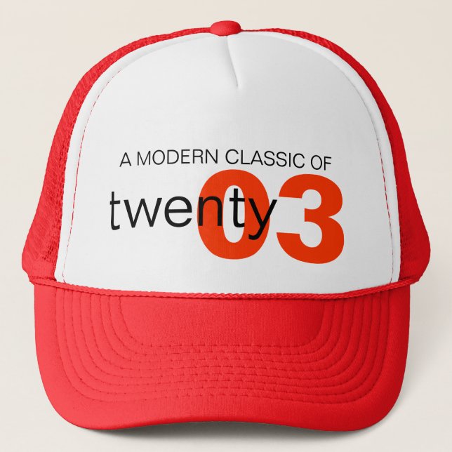 Red modern classic age / birth year hat (Front)