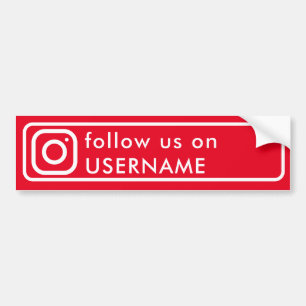 Red Modern custom instagram social media Bumper Sticker